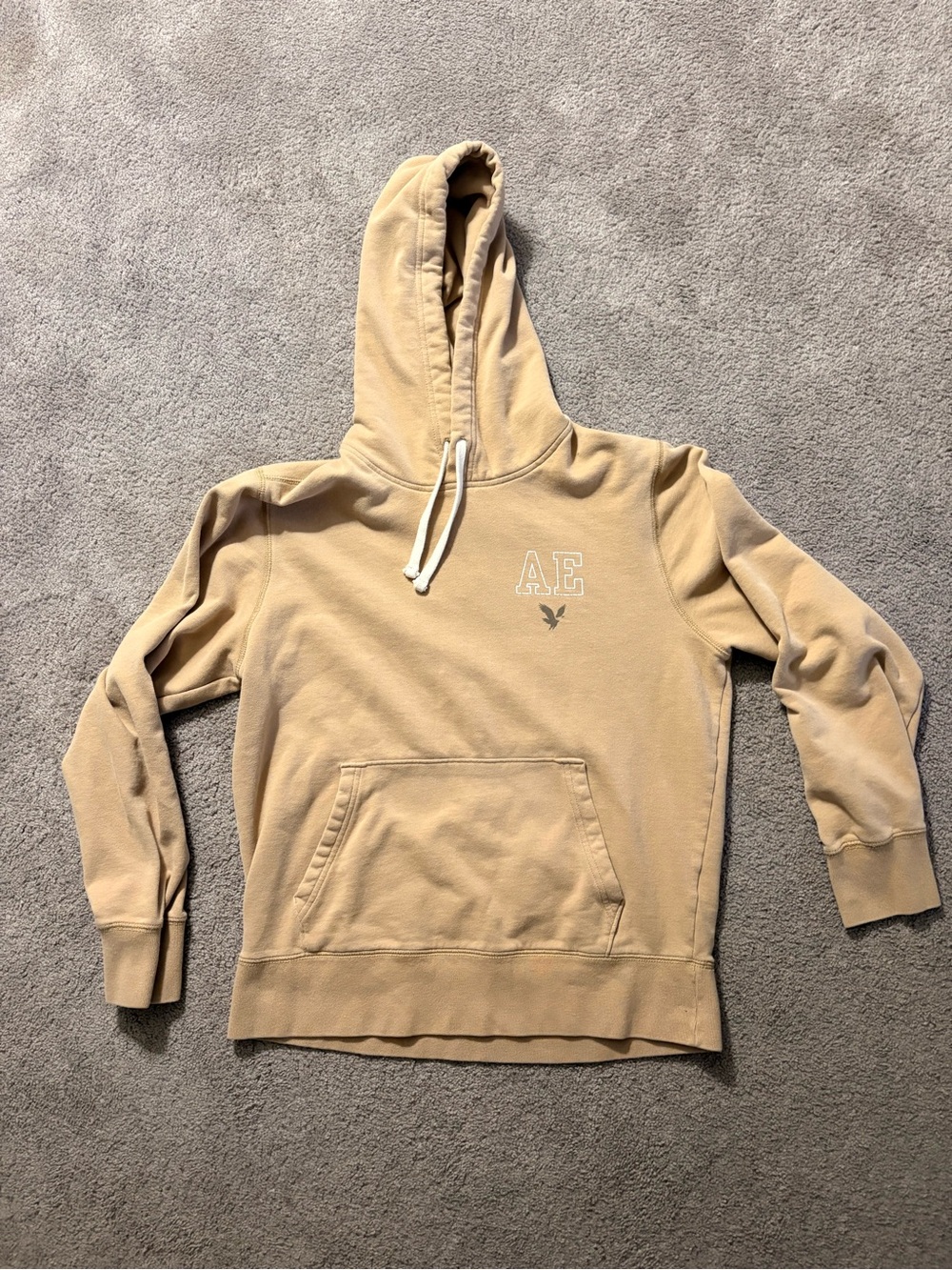 American Eagle Outfitters Light Beige Hoodie with Drawstrings